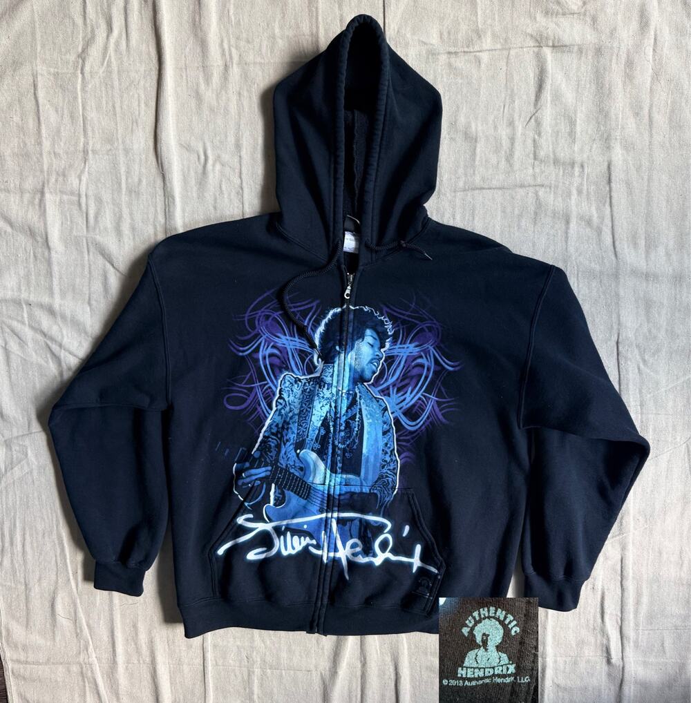 Liquid Blue Hoodie Men's XL Jimi Hendrix Full Zip Free Spirit Graphic 2013 Black